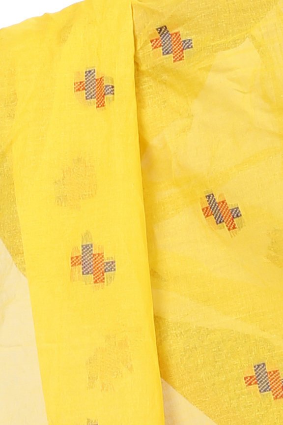Yellow Pure Cotton Simar Tant Saree (1036)